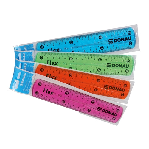 Donau Flex righello flessibile 15cm 4 colori blu verde arancione rosa