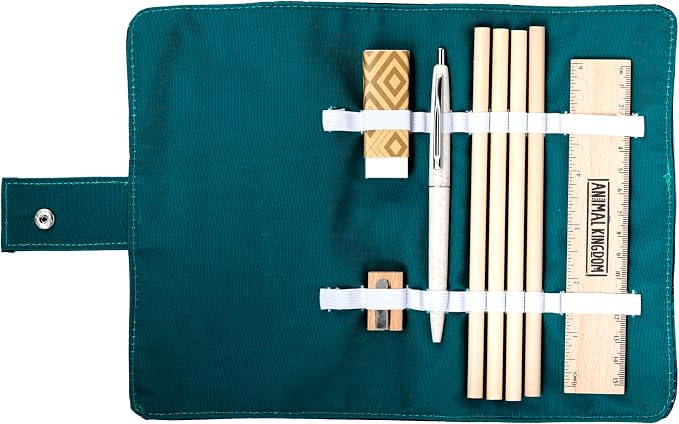 Kit Scuola Animal Kingdom con Astuccio Arrotolabile – 8 pezzi