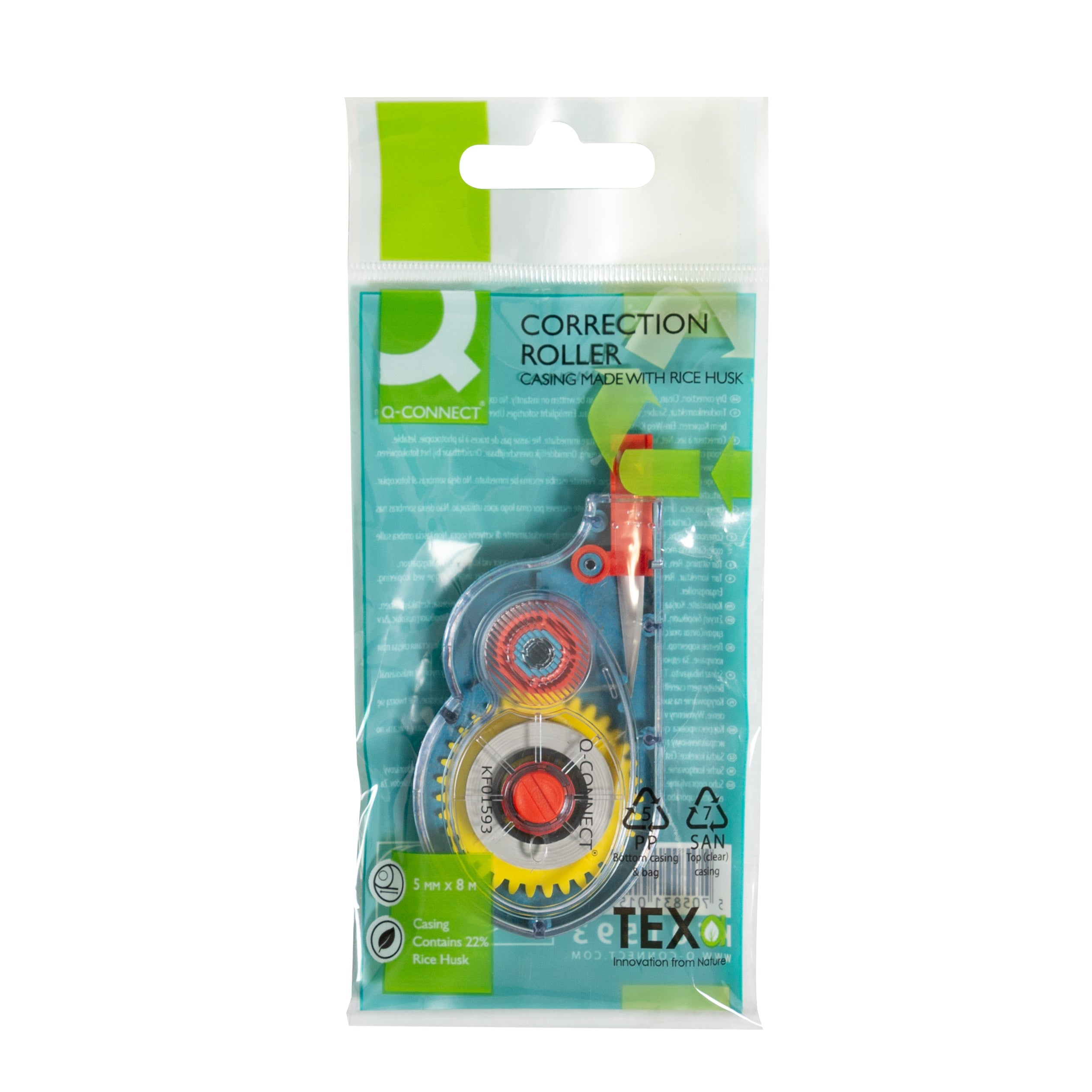 Q-Connect Correction Roller correttore a nastro 5mm x 6m rice husk eco