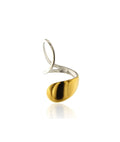 Anello bicolore in acciaio inox e acciaio placcato oro 18k