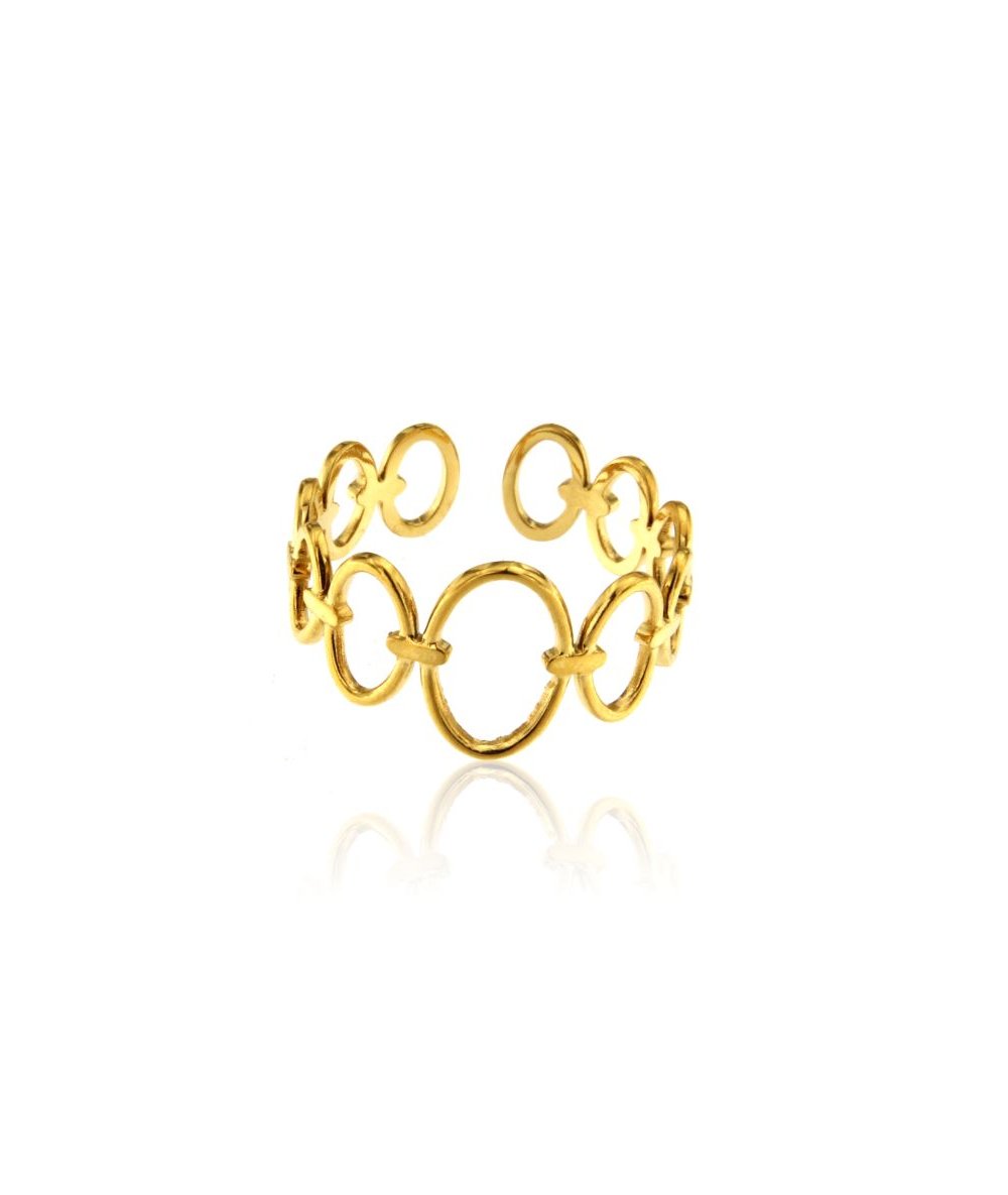 Anello di ovali crescenti in acciaio inox placcato oro 18k