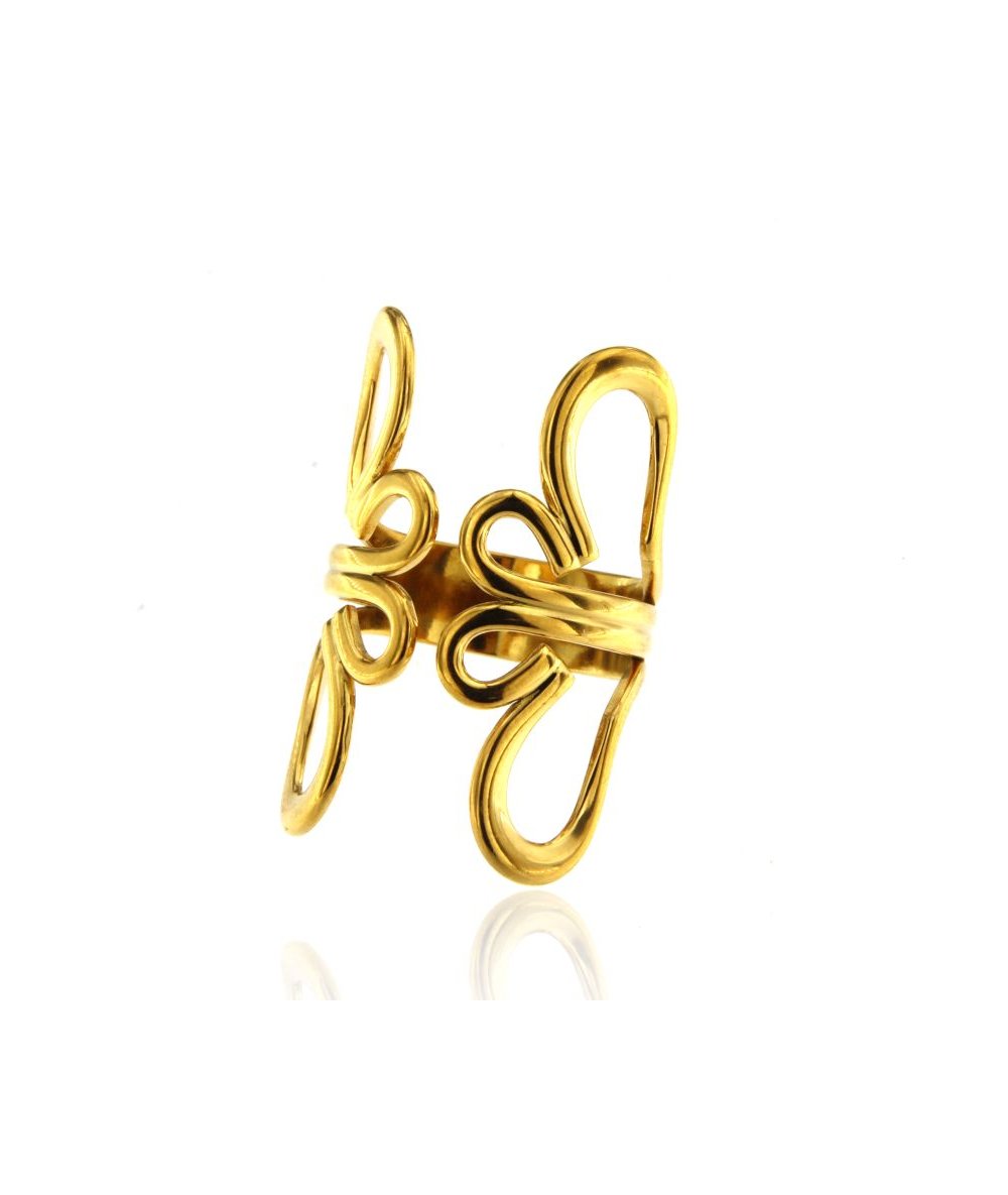 Anello Fascia Larga Flower - Acciaio Inox Placcato Oro 18k