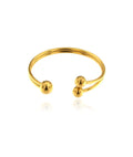 Bracciale rigido aperto con tre sfere in acciaio inox placcato oro 18k