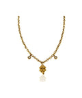 Collana con punti luce cristal e pendente quadrifoglio in acciaio inox placcato oro 18k