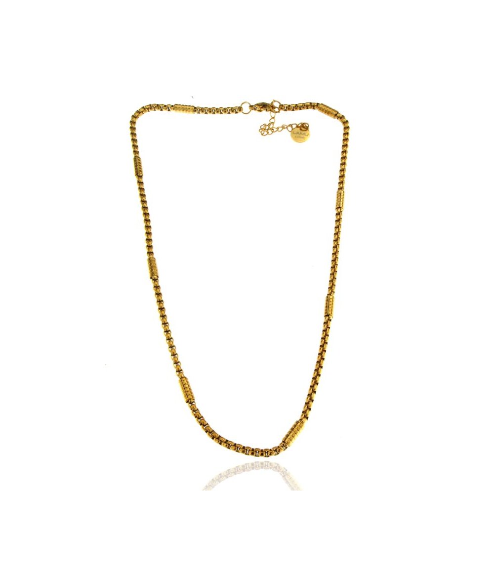 Collana con cilindri in acciaio inox placcato oro 18k