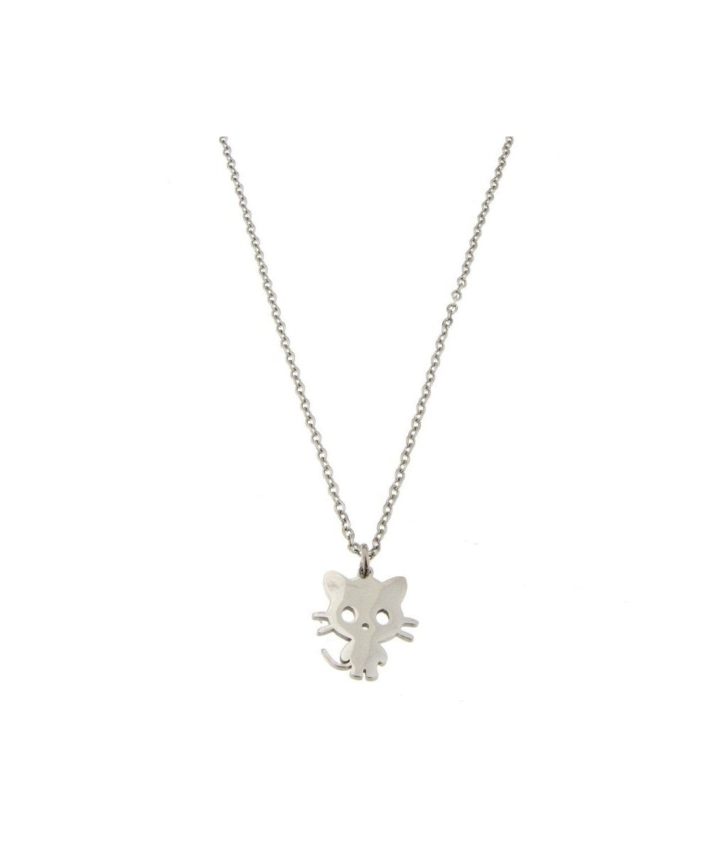 Collana per bambina con pendente gattino in acciaio inox