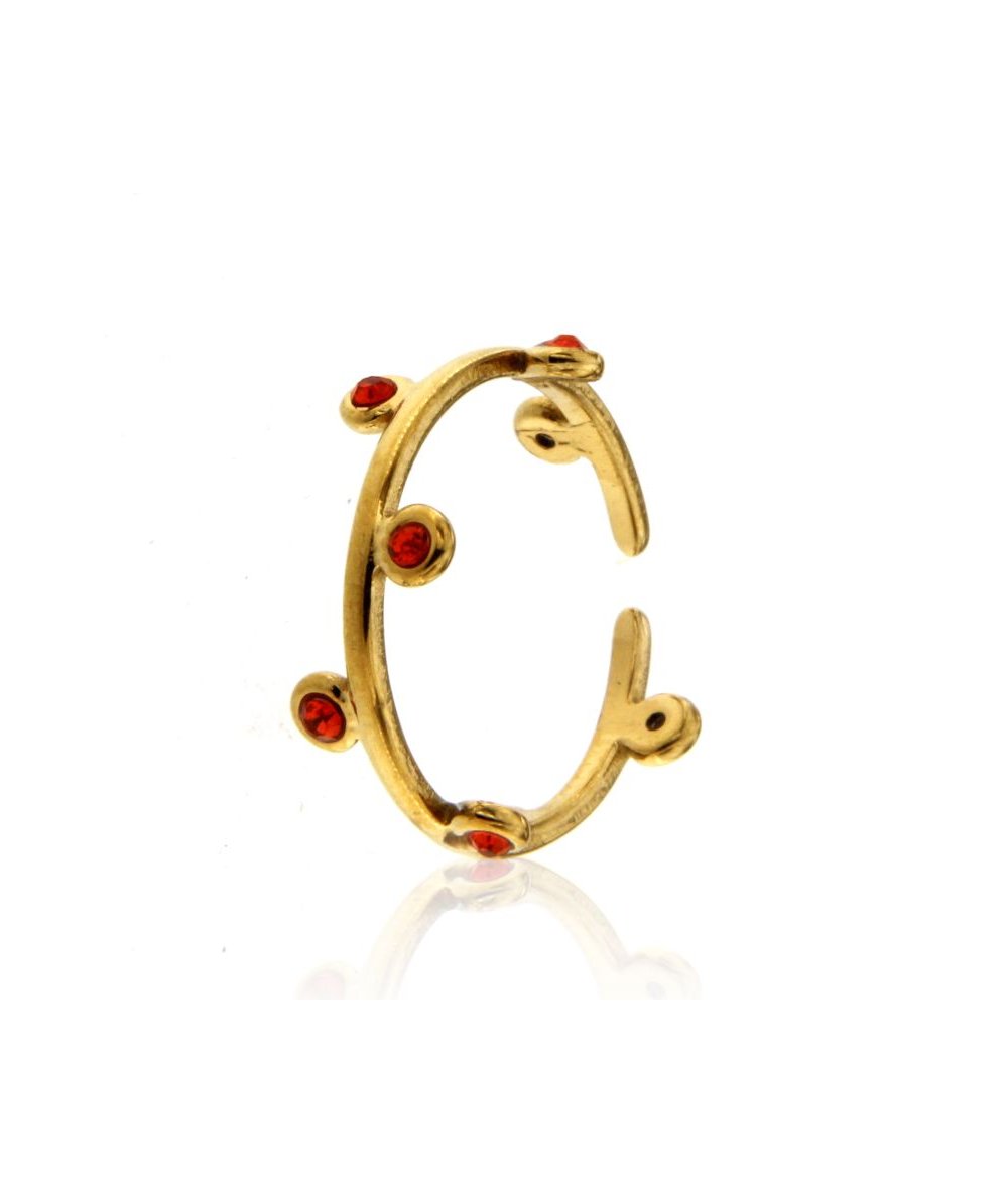 Anello in acciaio inox placcato oro 18k con punti luce arancione