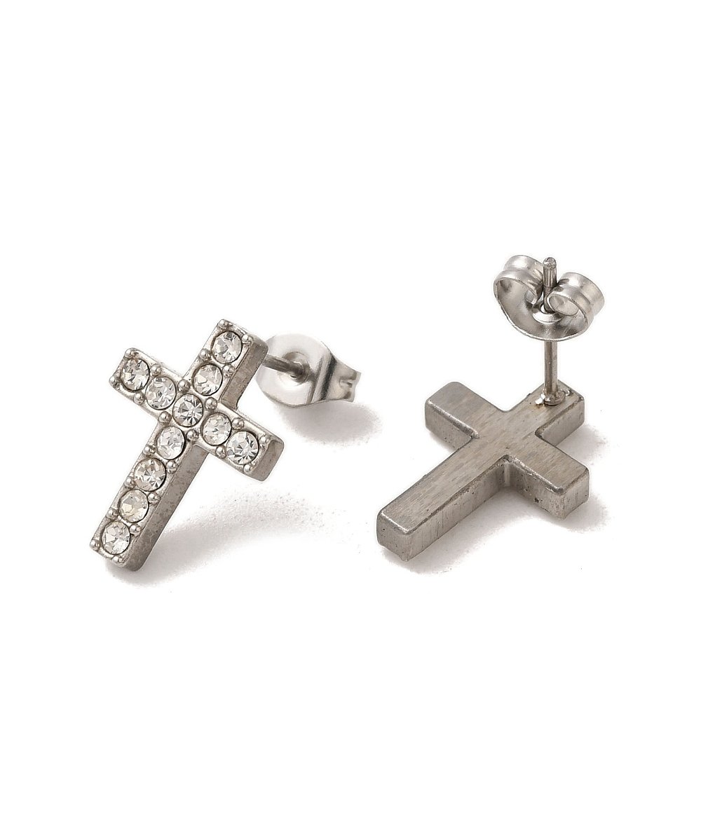 Orecchini croci di strass in acciaio inox